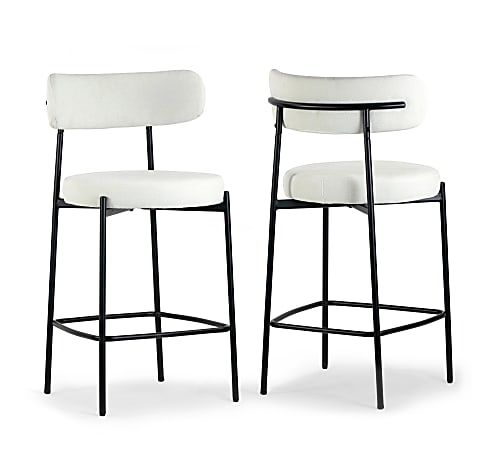 Glamour Home Awen Boucle Fabric Counter Height Stools, White, Set Of 2 Stools