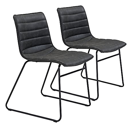 Zuo Modern Jack Dining Chairs, Vintage Black, Set Of 2 Chairs