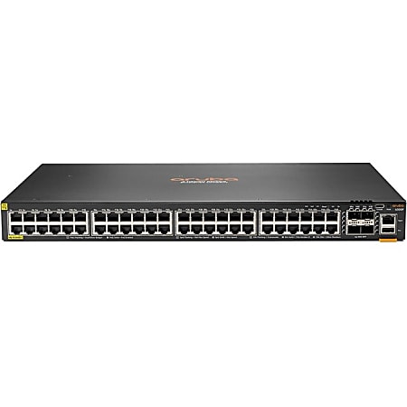 Aruba 6300F 48-port 1GbE Class 4 PoE and 4-port SFP56 Switch - 48 Ports - Manageable - 3 Layer Supported - Modular - 4 SFP Slots - 86 W Power Consumption - Twisted Pair, Optical Fiber - 1U High - Rack-mountable - Lifetime Limited Warranty