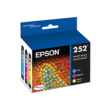 Epson® 252 DuraBrite® Ultra Cyan, Magenta, Yellow Ink Cartridges, Pack Of 3, T252520-S