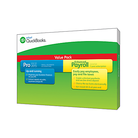 QuickBooks Pro 2015 with QuickBooks Enhanced Payroll, Download Version