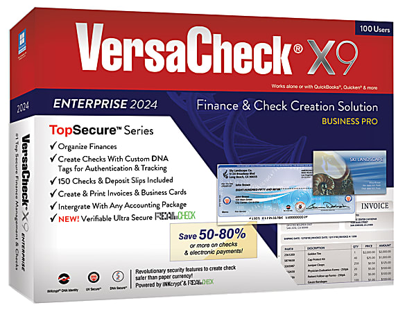 VersaCheck X9 Enterprise, 2024, 100 Users, For Windows®, CD/Product Key