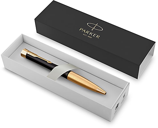 Parker® Urban Ballpoint Pen, Medium Point, 0.7 mm, Matte Black/Gold Barrel, Blue Ink