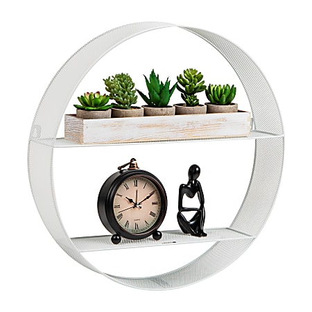 Mind Reader Circular Floating Shelf, 18”H x 4”W x 18”D, White