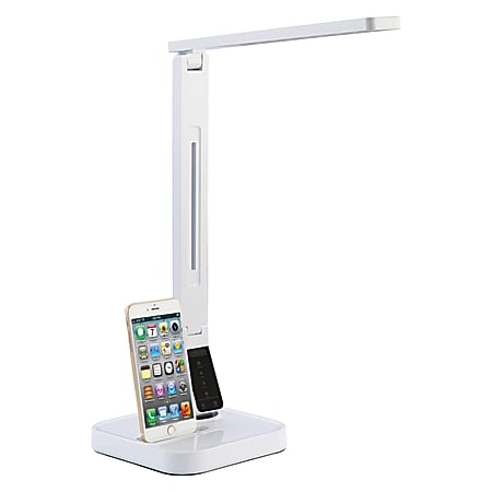 Lorell® LED Station USB Desk Lamp For Apple® iPhone®, Dimmable, White