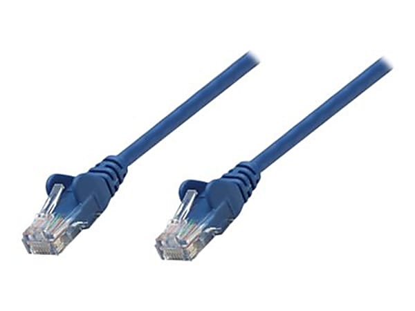 Intellinet Network Patch Cable, Cat5e, 5m, Blue, CCA, U/UTP, PVC, RJ45, Gold Plated Contacts, Snagless, Booted, Lifetime Warranty, Polybag - Patch cable - RJ-45 (M) to RJ-45 (M) - 16.4 ft - UTP - CAT 5e - molded, snagless - blue