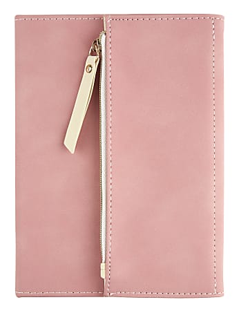 Office Depot® Brand Journal With Built-In Zipper Pouch, 5” x 7”, College Ruled, 160 Pages (80 Sheets), Blush