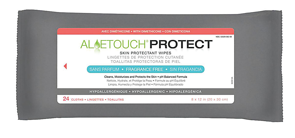 Aloetouch PROTECT Dimethicone Skin Protectant Wipes, 8" x 12", White, 24 Per Pack