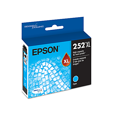 Epson® 252XL DuraBrite® Cyan Ultra-High-Yield Ink Cartridge, T252XL220-S