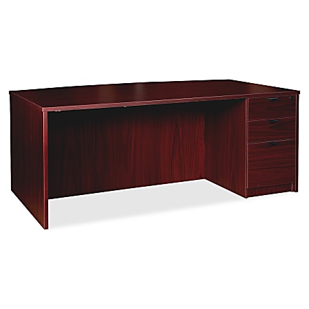 Lorell® Prominence 2.0 72"W Bow-Front Right-Pedestal Computer Desk, Mahogany