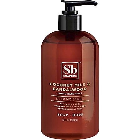 Soapbox Coconut Milk & Sandalwood Liquid Hand Soap - Sweet & Nutty ScentFor - 12 fl oz (354.9 mL) - Hand - White - 1 Each