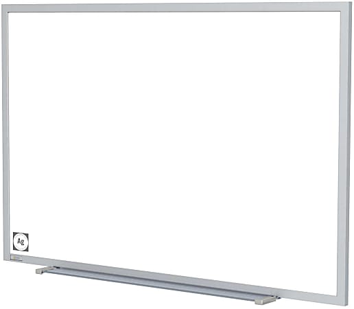 Ghent Magnetic Hygienic Porcelain Whiteboard, 48-1/2” x 87-15/16”, White, Satin Aluminum Frame