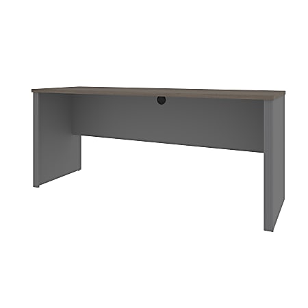 Bestar Prestige + 72”W Narrow Computer Desk Shell, Bark Gray/Slate