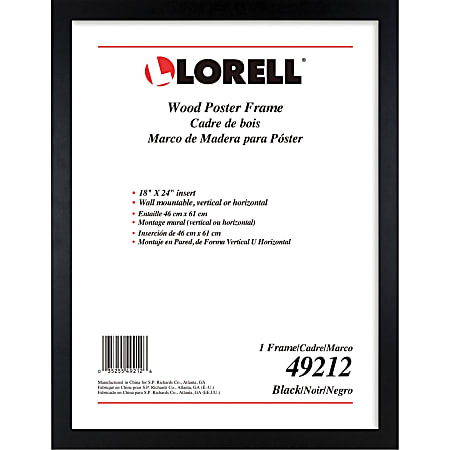 Lorell Wide Frame - 18" x 24" Frame Size - Rectangle - Horizontal, Vertical - 1 Each - Wood - Black