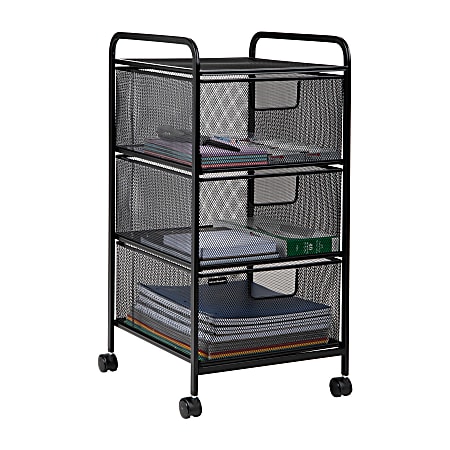 Mind Reader Multi-Purpose Rolling Storage Cart with Removable Drawers, 25" H x 13-1/4" W x 12-3/4" L, Black