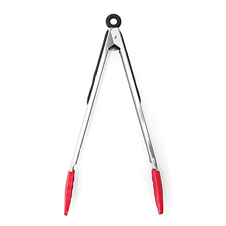 Starfrit® Stainless Steel & Silicone Tongs, 12”, Red
