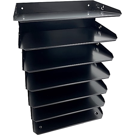 Huron Horizontal Slots Desk Organizer, 7 Compartment(s), Horizontal, 18"H x 8.75"W x 12"D, Durable, Black, Steel