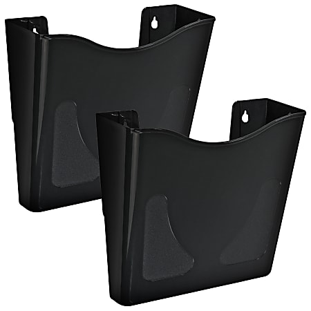 Azar Displays Single Vertical Pocket Wall Mount File Holders, 10&rdquo;H x 10-1/2&rdquo;W x 3-3/4&rdquo;D, Black, Pack Of 2 Holders
