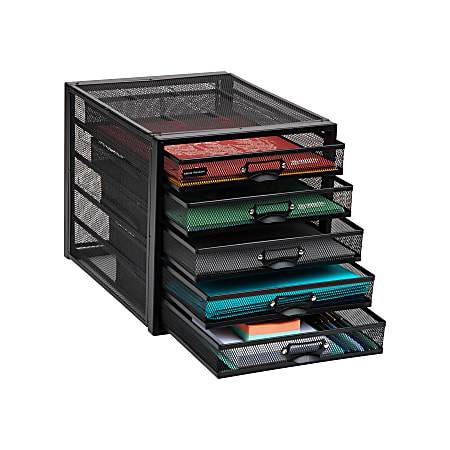 Mind Reader 5-Drawer File Storage Desk Organizer, 11" H x 14" W x 11" D, Black