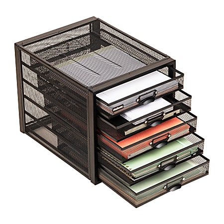 Mind Reader 5-Drawer File Storage Desk Organizer, 11" H x 14" W x 11" D, Black