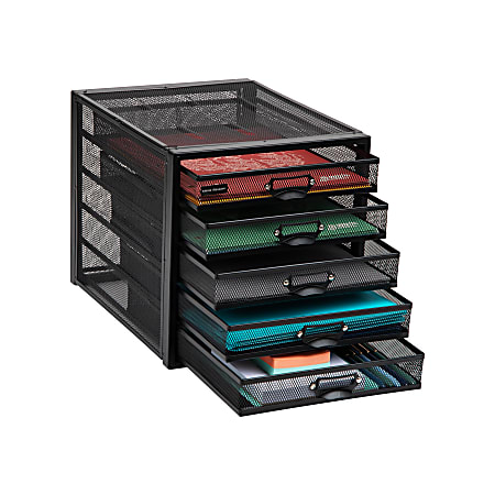 Mind Reader Network Collection 5-Drawer File Storage Desk Organizer, 11" H x 14" W x 11" D, Black