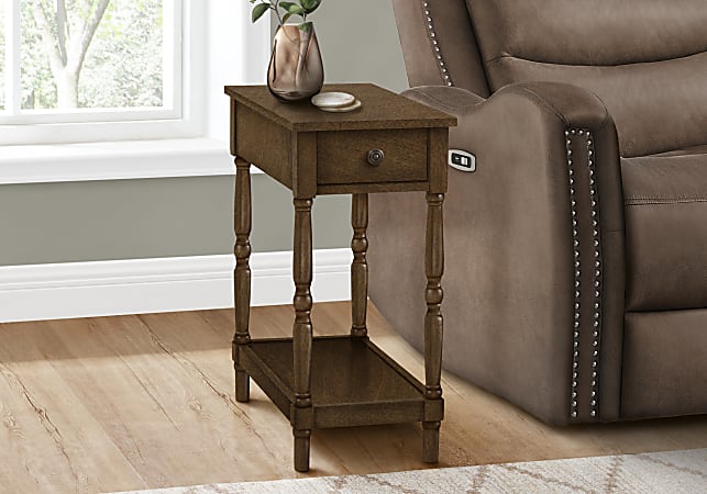Monarch Specialties Cari Rectangular Accent Table, 25”H x 11-3/4”W x 21-3/4’D, Brown