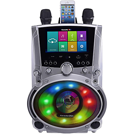 Karaoke USA WK760 All-in-One Multimedia Wi-Fi Karaoke System, 15-1/2”H x 8-1/4”W x 11-1/2”D, Silver