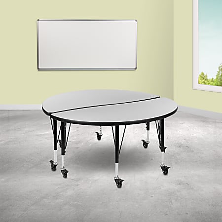 Flash Furniture Mobile Circle Wave Flexible Thermal Laminate Kids' Adjustable 2-Piece Activity Table Set, 25"H x 47-1/2"W x 24"D, Gray
