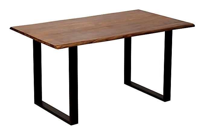 Coast to Coast Quinn Solid Wood Dining Table, 30"H x 58"W x 36"D, Brownstone Nut Brown