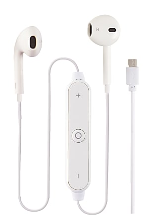 Ativa&trade; Wired Earbuds With USB-C Connector, White, ODVLOG3003-WHT
