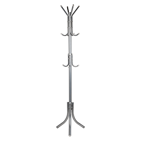 Mind Reader Coat Rack with 11 Hooks 68 1 2 H x 18 W x 18 D Silver