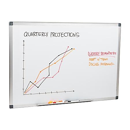Mind Reader Magnetic Dry-Erase Whiteboard, 23" x 35", Aluminum Frame With Silver Finish