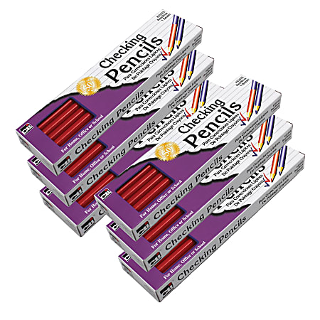  Ticonderoga® Erasable Checking Pencils, Presharpened, Carmine  Red, Pack Of 12 : Wood Colored Pencils : Office Products