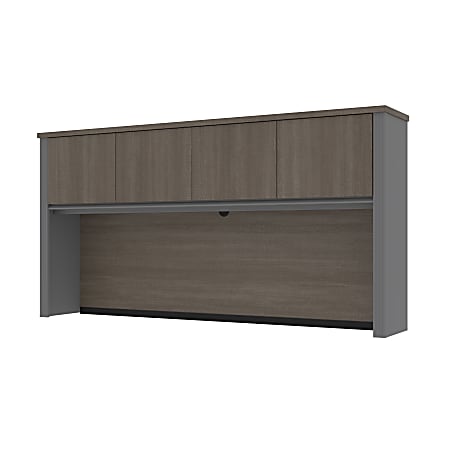 Bestar Prestige + 72”W Hutch For Desk Shell, Bark Gray/Slate