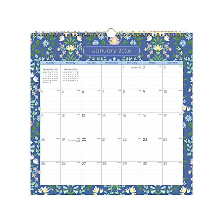 2026 Blue Sky Monthly Wall Calendar, 12” x 12”, Amna, January To December, 155923