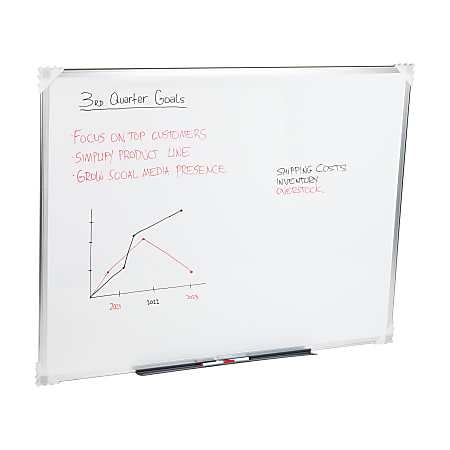 Mind Reader 36 x 48 Wall Mount Whiteboard, Magnetic Dry Erase, White