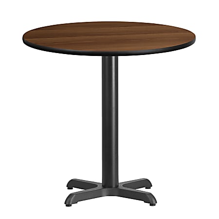 Flash Furniture Round Laminate Table Top With Table Height Base, 31-3/16"H x 30"W x 30"D, Walnut