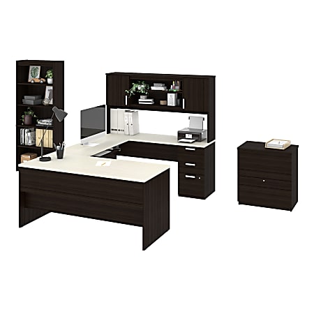 Bestar ridgeley dark chocolate sale u shaped desk