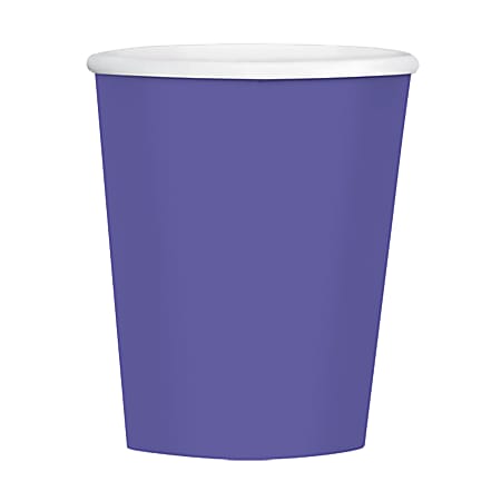 Amscan Hot/Cold Paper Cups, 12 Oz, Purple, Pack Of 40 Cups, Case Of 4 Packs