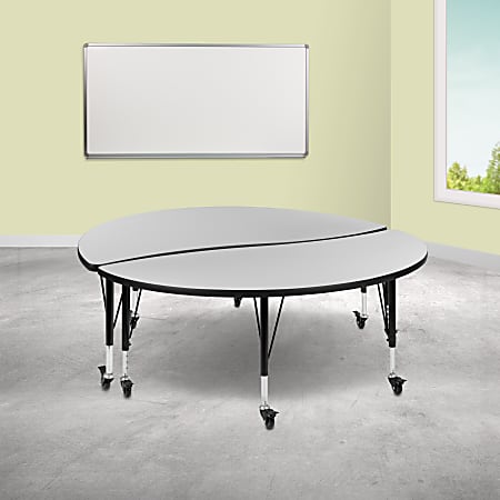 Flash Furniture Mobile Circle Wave Flexible Thermal Laminate Kids' Adjustable 2-Piece Activity Table Set, 25"H x 60"W x 30"D, Gray