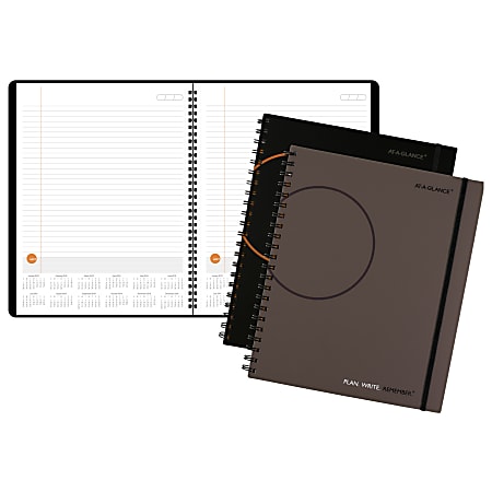 AT-A-GLANCE® Plan.Write.Remember.® Daily Planning Notebook With Reference Calendars, 9 3/16" x 11", Assorted Colors, January to December 2018 (70620900-18)