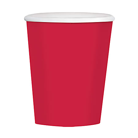 Amscan Hot/Cold Paper Cups, 12 Oz, Apple Red, Pack Of 40 Cups, Case Of 4 Packs