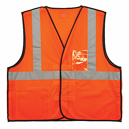 Ergodyne GloWear Safety Vest, ID Holder, Type-R Class 2, 4X/5X, Orange, 8216BA 