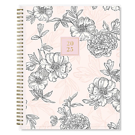 2025 Blue Sky Weekly/Monthly Planning Calendar, 8-1/2” x 11”, Drawn Peony, January 2025 To December 2025