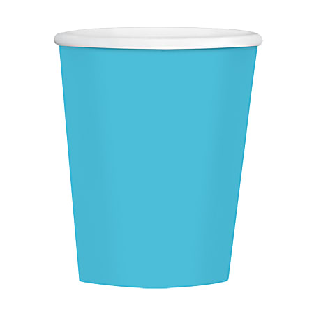 Amscan Hot/Cold Paper Cups, 12 Oz, Caribbean Blue, Pack Of 40 Cups, Case Of 4 Packs