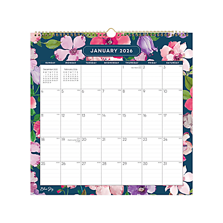 2026 Blue Sky Monthly Wall Calendar, 12” x 12”, Charlotte, January To December, 155939