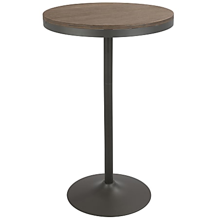 Lumisource Dakota Industrial Adjustable Bar/Dinette Table, Round, Gray/Brown