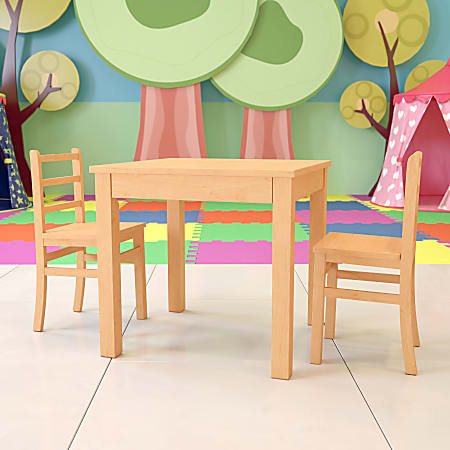 Flash Furniture Kids Solid Wood Table And Chair Set, Natural