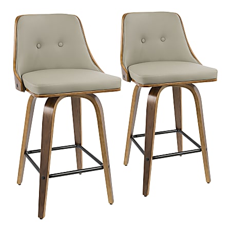 LumiSource Gianna Counter Stools, Walnut/Light Gray, Set Of 2 Stools