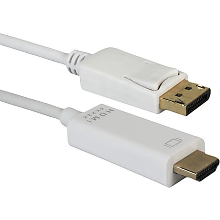 QVS DisplayPort To HDMI 4K Digital A/V White Cable, 3'